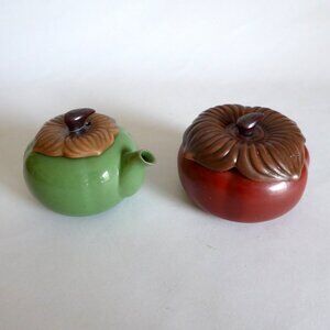 VINTAGE JAPANESE JAPAN KOTOBUKI PORCELAIN MINI FRUIT TEAPOT & TEA CONTAINER (NEW